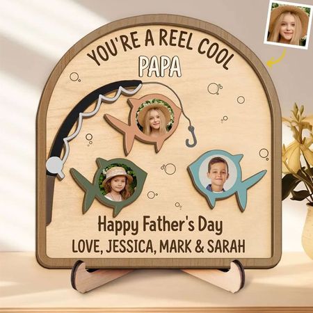 Custom Photo You're A Reel Keeper - Family Personalized Custom 2-Layered Wooden Plaque