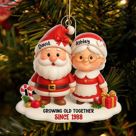 Acrylic Ornament – Growing Old Together Personalized Santa Couple