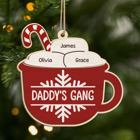 Personalised Daddys Gang 1 Layered Wooden Ornament