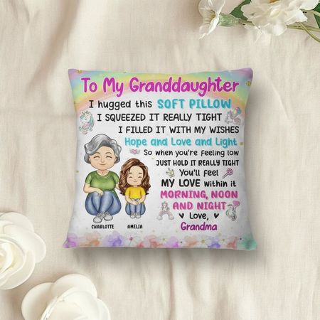 Heartwarming Square Pillow – A Soft Hug Filled with Love and Wishes, Perfect Gift for Kids from Family