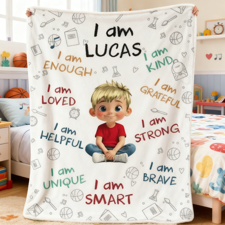 🌟 Personalized Confidence Blanket for Kids — Custom Name Motivation Blanket