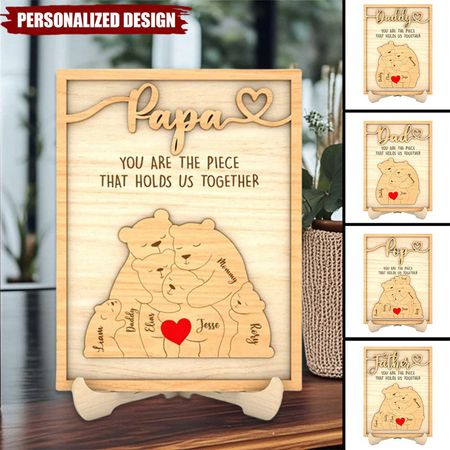 Personalized Bear Family Puzzle Sign For Father's Day Gift