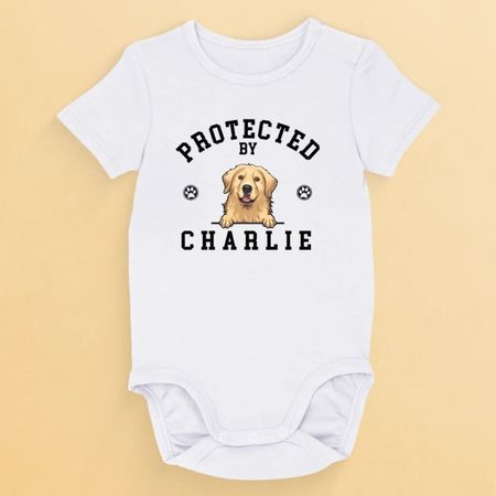 Guarded By My Dog - Dog Personalized Custom Baby Onesie - Baby Shower Gift, Gift For Pet Owners, Pet Lovers