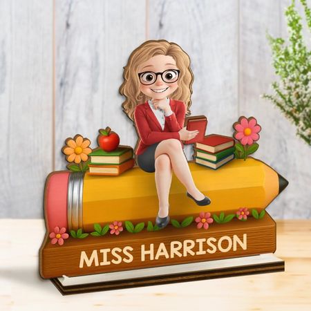 Custom 2 Layered Wooden Plaque Personalized Back To School Gifts For Teachers