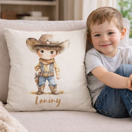 Personalized Cartoon Cowboy&Cowgirl Tassel Soft Pillow – Custom Name Home Decor Gift for Kids &amp,Cowboy Lovers