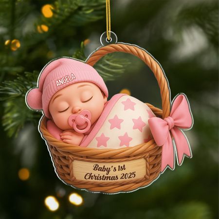 3D Printing Effect  Personalised Baby's 1st Christmas Acrylic Xmas Ornament