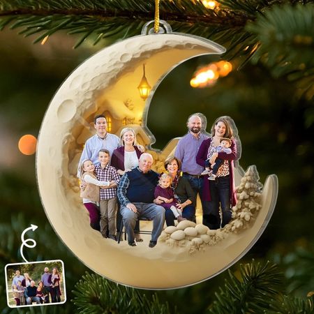 Personalized Acrylic Photo Ornament - Christmas or Birthday Gifts for Mom, Dad, Kids - I Love You to the Moon
