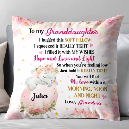 To My Granddaughter, Unicorn And Flowers Pillow - Personalized Custom Pillow, Insert Included