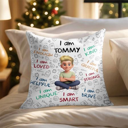 I am good enough, kind, loved, and possess positive affirmations - Personalized custom pillow - includes pillow insert