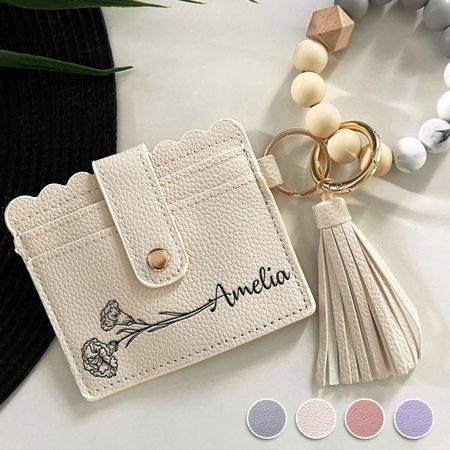 Always Close To Me - Family Personalized Custom Wallet Keychain Wristlet - Gift For Yourself, Best Friends, Siblings, Family Members