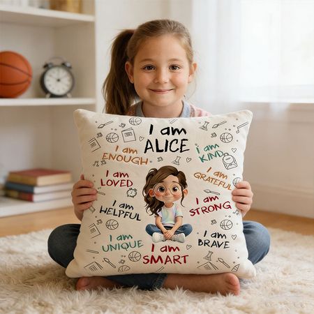 Personalized Confidence Pillow for Kids – Custom Name Motivation Pillow with Pillow Insert