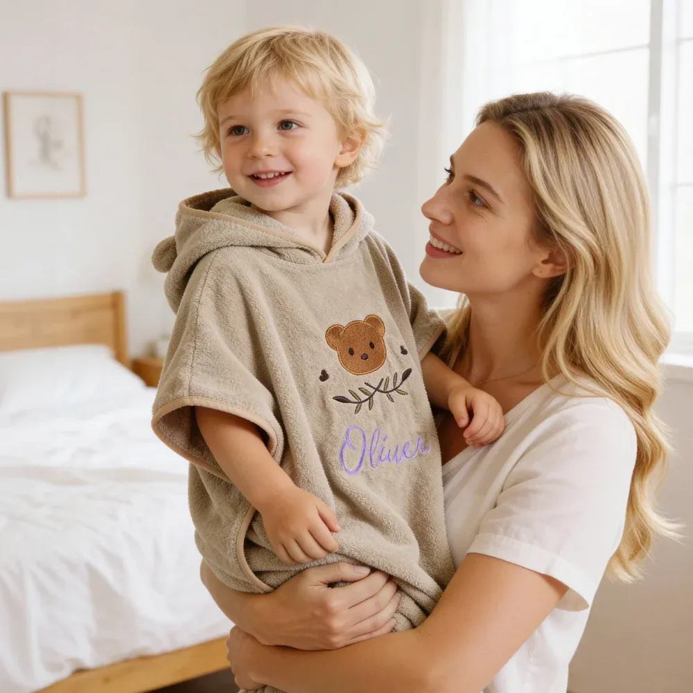 Personalized Cute Animal Coral Fleece Hooded Towel with Embroidered Name Summer Pool Bath Essential Baby Shower Birthday Gift for Baby Kid