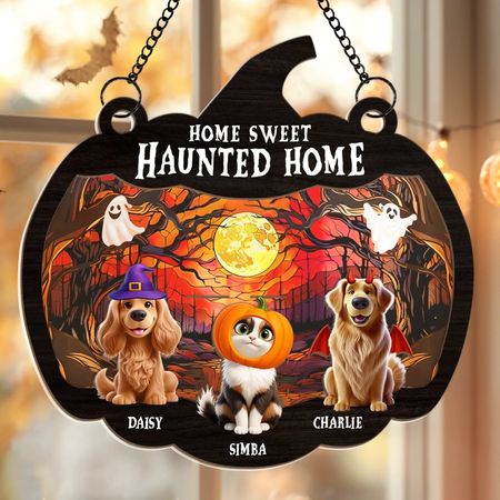 Custom Halloween Home Decor Signs - Personalized Halloween Birthday Gifts For Dog Cat Lovers, Dog Dad And Mom, Cat Owners - Welcome To Our Spooky Squad