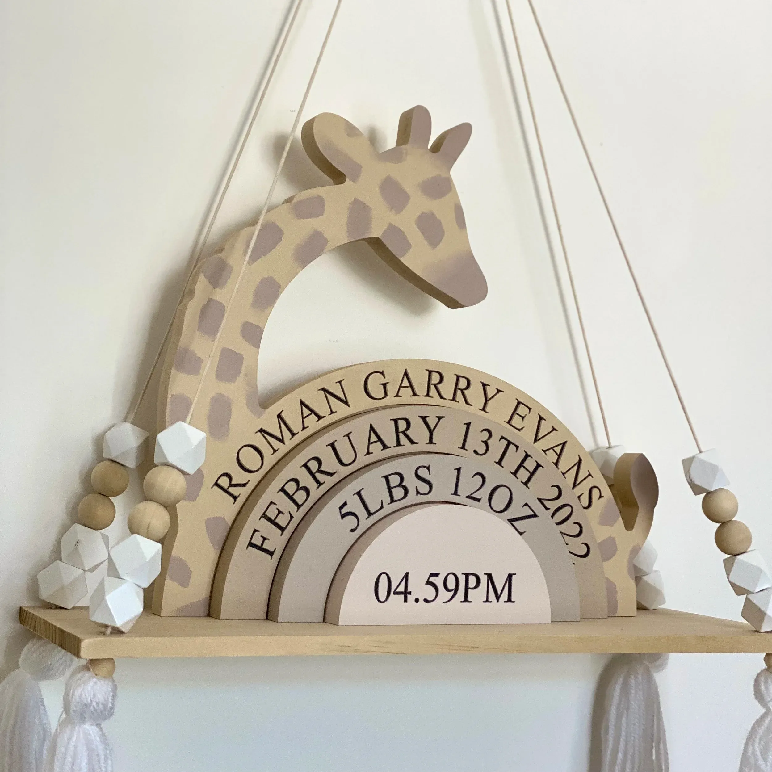 Personalized Giraffe Stacking Blocks — Creative Birth Record Keepsake