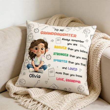 For My Dear Granddaughter, With Love And Encouragement From Grandma. A Custom-Made Pillow, A Gift For My Granddaughter.