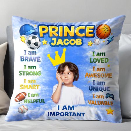 Prince and Princess Inspirational Slogan Pillow - Personalized custom pillow, includes pillow insert