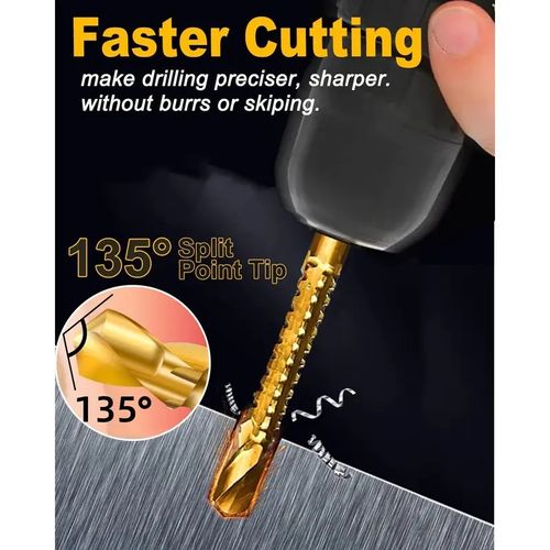8Pcs Serrated Side Cut Titanium Coated Drill Bits 3-10mm,