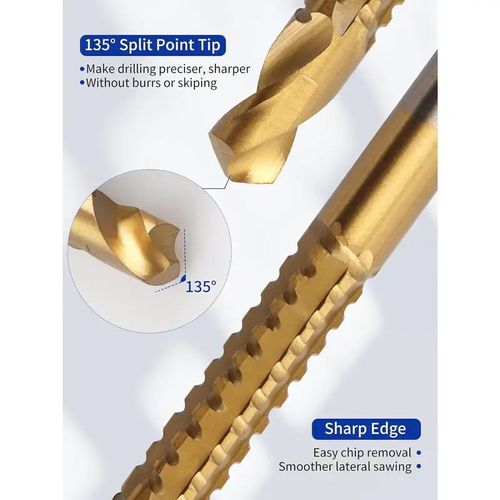 8Pcs Serrated Side Cut Titanium Coated Drill Bits 3-10mm,
