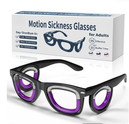 Anti-motion sickness glasses for cars, boats, and planes