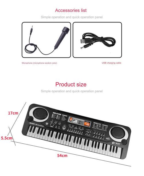 Hot-selling 61-key simulated keyboard piano toy, multifunctional talent development, parent-child education, children's gift.