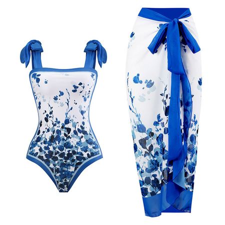 2025 Swimwear Women One Piece Swimsuit With Beach Skirt Printed Bathers Swimming Bathing Swim Suit Beachwear Summer Bodysuit