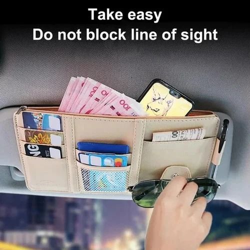 Luxury Auto Car Interior Storage Box PU Leather Sun Visor Organizer Pouch Storage Pocket for Interior Accessories