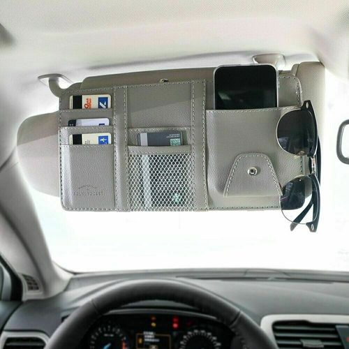 Luxury Auto Car Interior Storage Box PU Leather Sun Visor Organizer Pouch Storage Pocket for Interior Accessories
