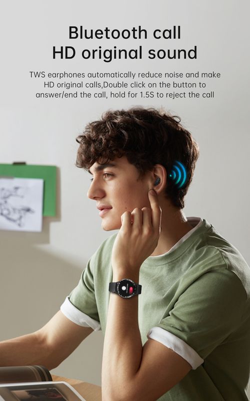 High-End 2 in 1 Smart Watch, NFC BT Call Round Smart Watch with Built-in Earbuds