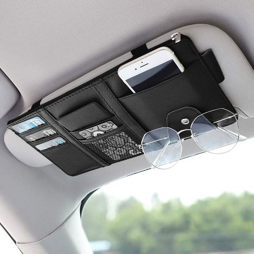 Luxury Auto Car Interior Storage Box PU Leather Sun Visor Organizer Pouch Storage Pocket for Interior Accessories