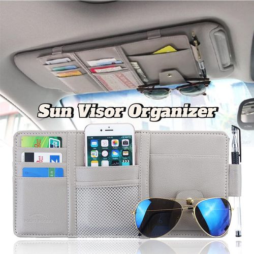 Luxury Auto Car Interior Storage Box PU Leather Sun Visor Organizer Pouch Storage Pocket for Interior Accessories