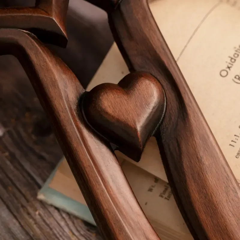 💕Hand carved Intertwined Heart Wooden Religious Cross💕