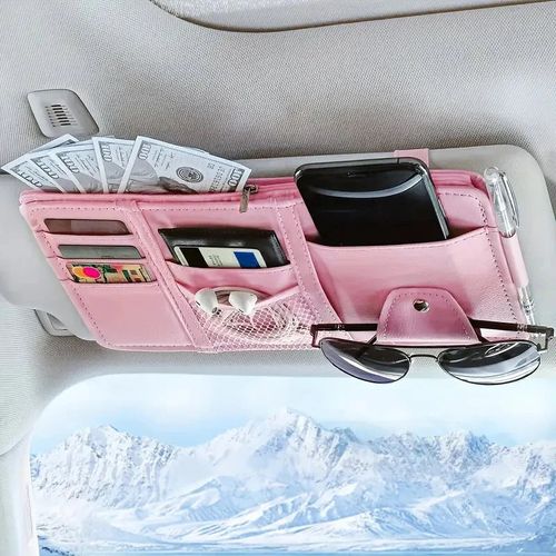 Luxury Auto Car Interior Storage Box PU Leather Sun Visor Organizer Pouch Storage Pocket for Interior Accessories