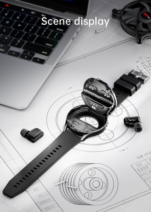 High-End 2 in 1 Smart Watch, NFC BT Call Round Smart Watch with Built-in Earbuds