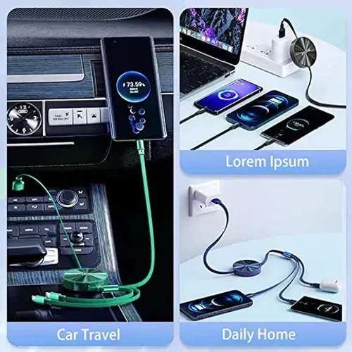 🔋Convenient three-in-one mobile phone retractable data cable fast charging line🔋
