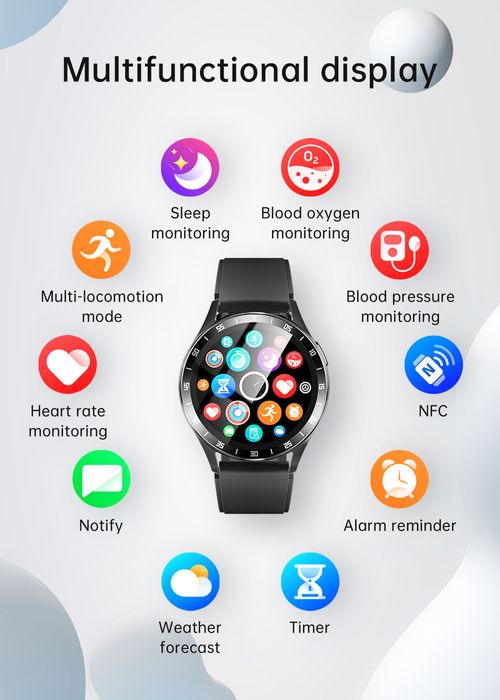 High-End 2 in 1 Smart Watch, NFC BT Call Round Smart Watch with Built-in Earbuds