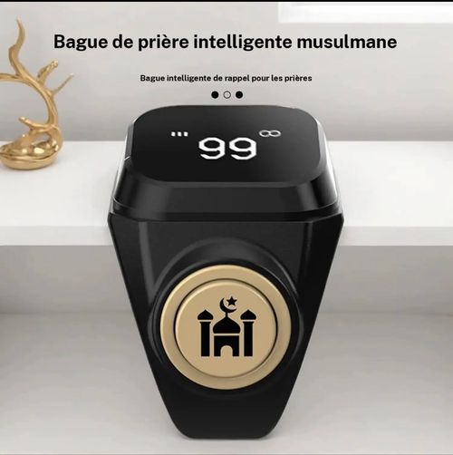 Bague musulmane intelligente pour prières affichage à 4 chiffres connexion précise via application rappel vibration étanche antichoc compteur de prières quotidien idée cadeau