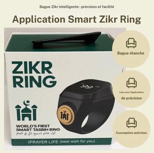 Bague musulmane intelligente pour prières affichage à 4 chiffres connexion précise via application rappel vibration étanche antichoc compteur de prières quotidien idée cadeau