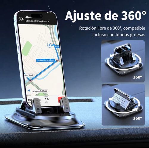 Support pour smartphone de voiture, montage sur tableau de bord, base adhésive stable, design rotatif avec réglage de position
