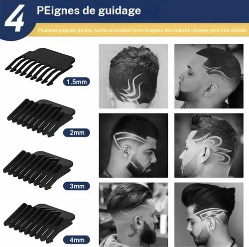 Tondeuse à cheveux électrique professionnelle, tondeuse pour barbe rechargeable via USB, longueur de coupe de 0 mm pour hommes et femmes, appareil polyvalent de soin des cheveux