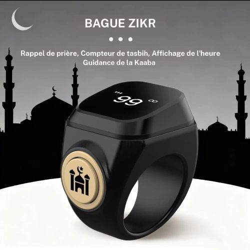 Bague musulmane intelligente pour prières affichage à 4 chiffres connexion précise via application rappel vibration étanche antichoc compteur de prières quotidien idée cadeau