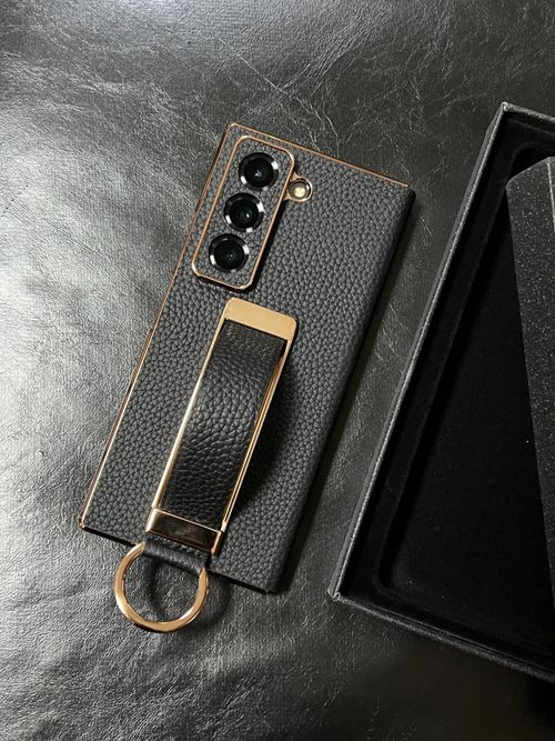 Coque en cuir pleine fleur avec bracelet pour Samsung Z Fold