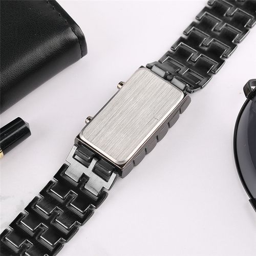 Montre numérique pour hommes Lava en métal fer avec LED rouge - Noir