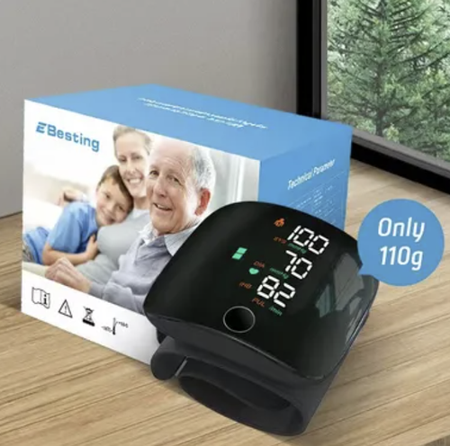 Tensiomètre de poignet portable à affichage LED et annonce vocale française