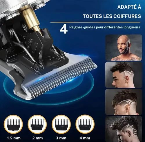 Tondeuse à cheveux électrique professionnelle, tondeuse pour barbe rechargeable via USB, longueur de coupe de 0 mm pour hommes et femmes, appareil polyvalent de soin des cheveux