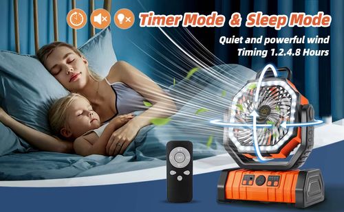 Iluminação portátil para exterior, ventilador USB recarregável com luz