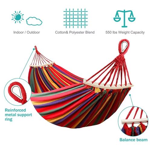 Rede de Campismo ao Ar Livre, Rede de Algodão, Rede Suspensa Portátil