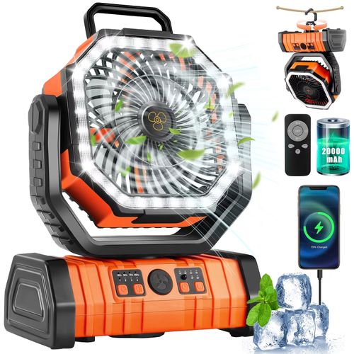 Iluminação portátil para exterior, ventilador USB recarregável com luz