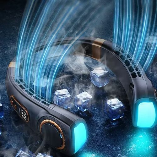 Ventilador portátil com luz para pescoço