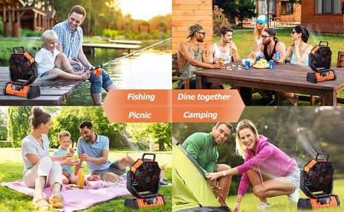 Iluminação portátil para exterior, ventilador USB recarregável com luz