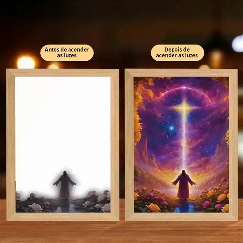 ✝️🙏Quadro de Jesus com Luz – Fé, Beleza e Paz no seu Lar!🙏✝️